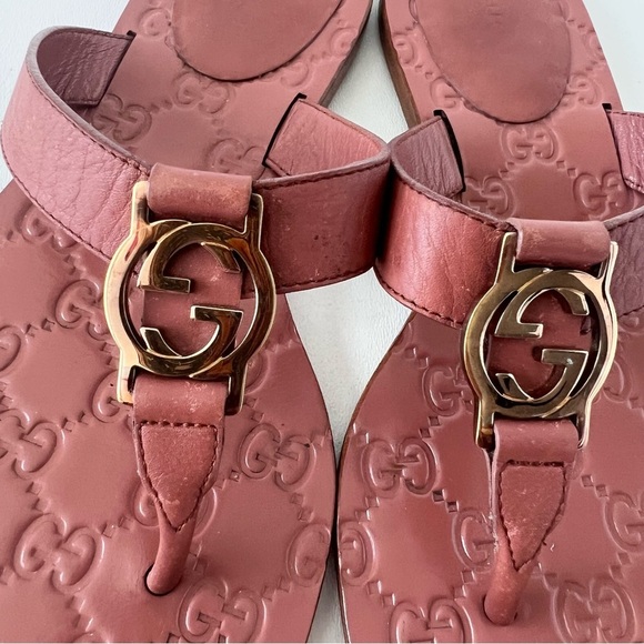 GUCCI | Pink Guccissima Leather Interlocking GG Thong Sandals Flats EU 36 - Picture 4 of 16